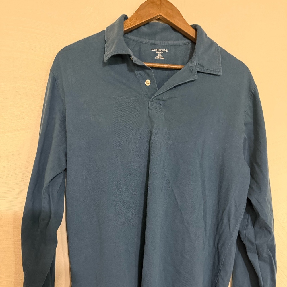 Lands End Super T Long Sleeve Polo Medium Tall